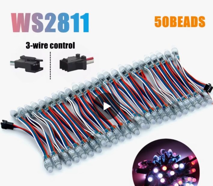 Imagem do anúncio de pixels LED RGB WS2811 em cordão com três fios